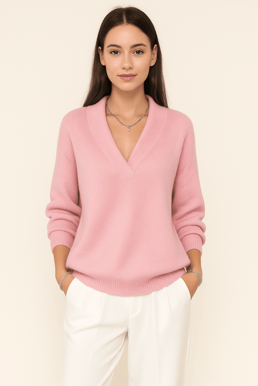 V-hals Trui Dames met Lange Mouwen - Zachte Pluche, Casual Elegantie, Losse Fit, Veelzijdig Design 2