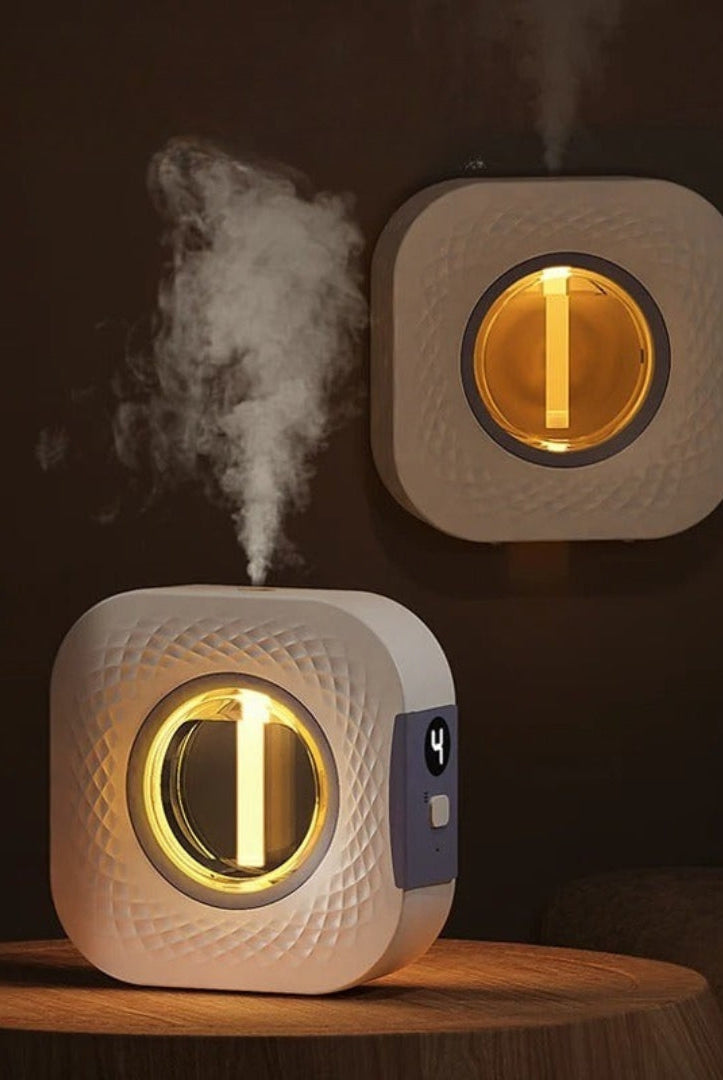 Aromatherapy Air Purifier and Humidifier – Wall-Mounted Design with Multi-Color Night Light for Fresh, Inviting Atmosphere