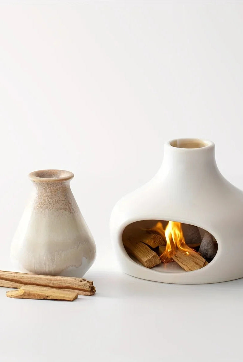 Ceramic Mini Fireplace for Meditation and Home Decor – Chimney-Style Smoke Burner, Elegant Heat-Safe Design 2