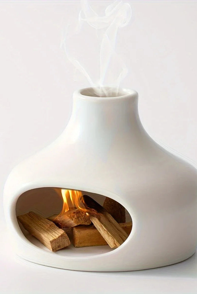 Ceramic Mini Fireplace for Meditation and Home Decor – Chimney-Style Smoke Burner, Elegant Heat-Safe Design 3
