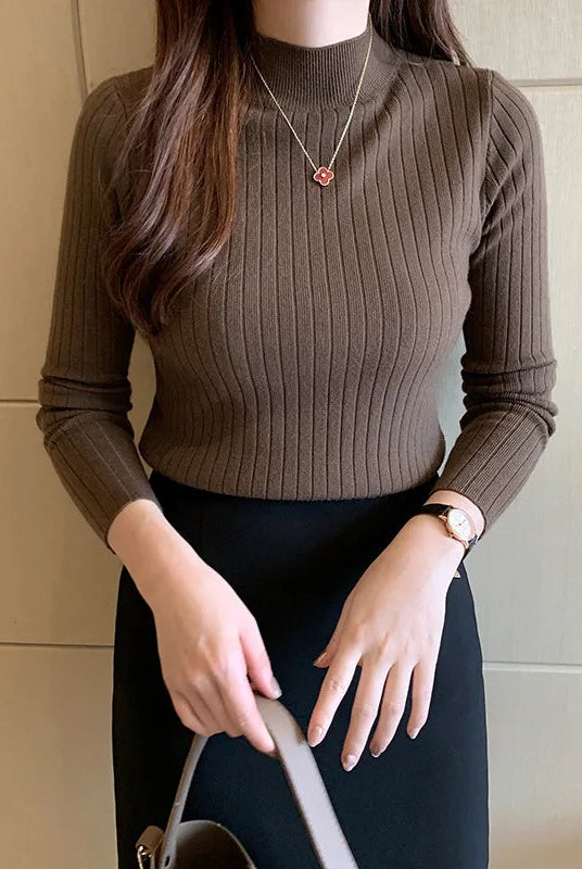 Dames Sweater | Lichtgewicht Ribgebreid met Halve Hals, Casual 6