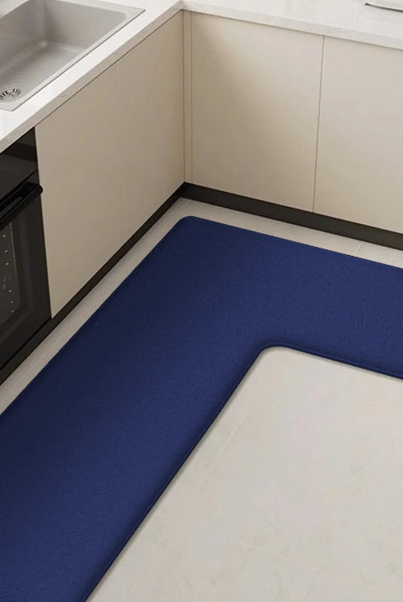 L-Shaped Anti-Fatigue Kitchen Mat with Non-Slip Backing – Soft Flannel, Washable and Highly Absorbent Kitchen Rug 0