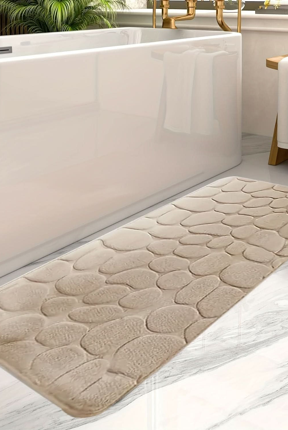 Large Non-Slip Bath Mat with Elegant Stripe Design – Comfortable Machine Washable Bathroom Rug for Safety and Style 3