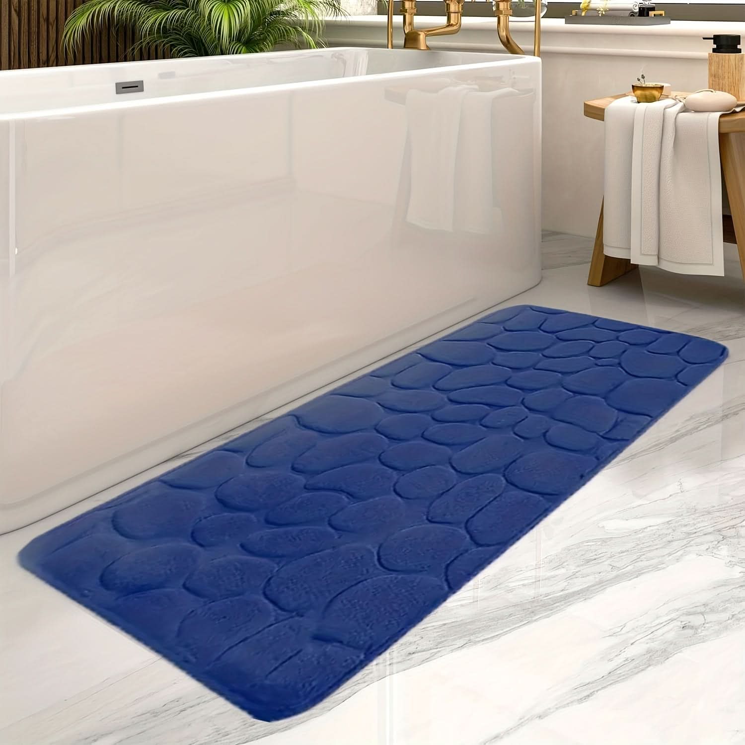 Large Non-Slip Bath Mat with Elegant Stripe Design – Comfortable Machine Washable Bathroom Rug for Safety and Style 4