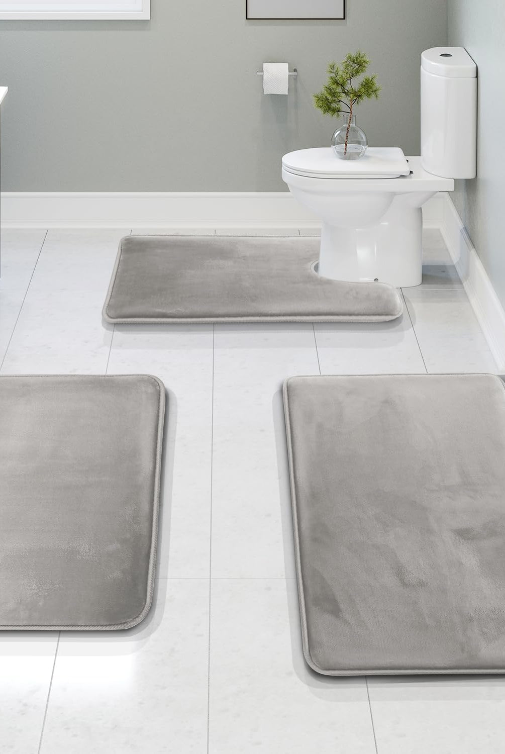 Memory Foam Non-Slip Bath Mat Set of 3 – Soft, Absorbent Bathroom Rugs for Ultimate Comfort 0