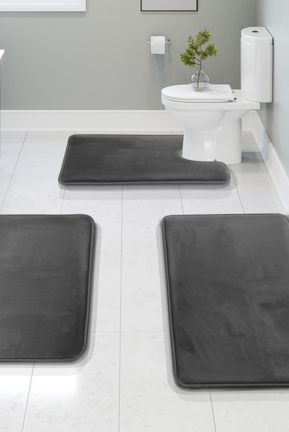 Memory Foam Non-Slip Bath Mat Set of 3 – Soft, Absorbent Bathroom Rugs for Ultimate Comfort 1