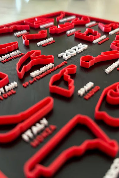 3D Printed F1 Racing Calendar 2026 Ð All Circuits Track Wall Art with Display Stand 3