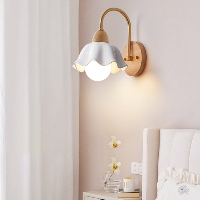 1-Light Wood Ceramic Wall Sconce - Stylish Wall Light for Living Room 1
