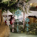 10-Piece Crystal Acrylic Christmas Ornaments with Snowflake and Icicle Designs 2
