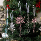 10-Piece Crystal Acrylic Christmas Ornaments with Snowflake and Icicle Designs 4