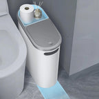 10L Slim Bathroom Trash Can with Silent Closing Lid - Space-Saving Design 0