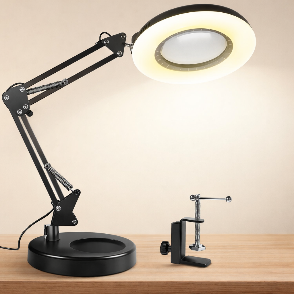 12X Magnifying Glass with Light - 144 LEDs for Clear Reading & Crafts