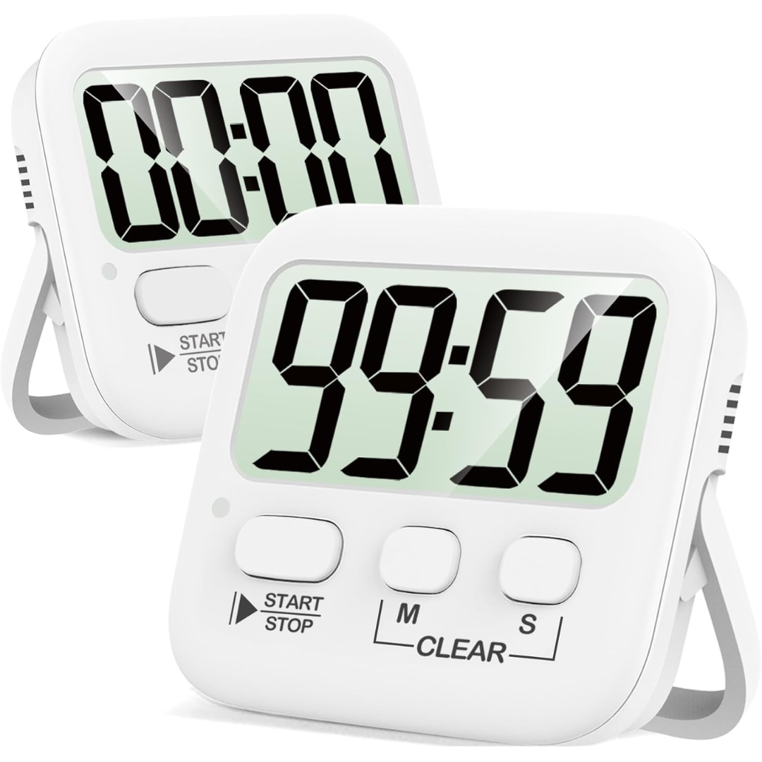 2-Pack Digital Kitchen Timers - Magnetic, Loud Alarm, Easy to Use 4