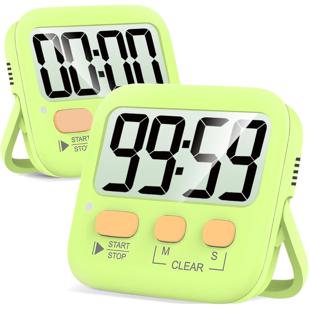 2-Pack Digital Kitchen Timers - Magnetic, Loud Alarm, Easy to Use 7