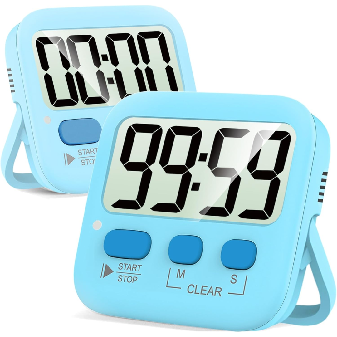 2-Pack Digital Kitchen Timers - Magnetic, Loud Alarm, Easy to Use 9
