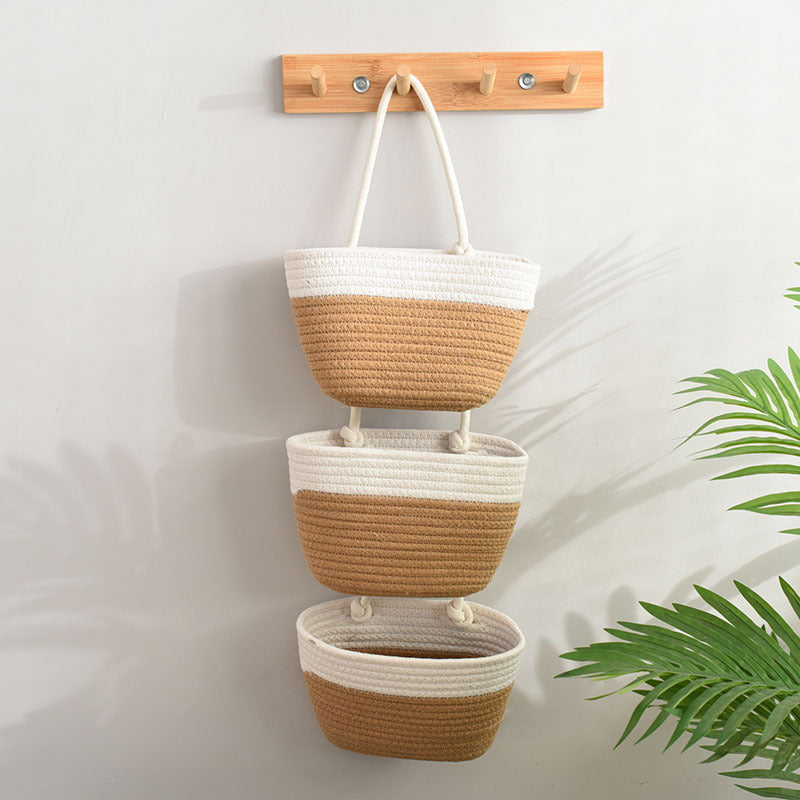 3-Layer Wall Hanging Storage Basket - Durable Cotton Organizer for Home 3