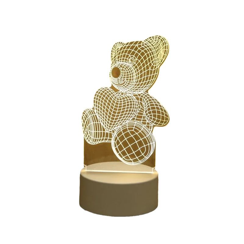 Teddy bear-shaped night light on a white background
