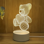 Teddy bear-shaped night light on a wooden surface