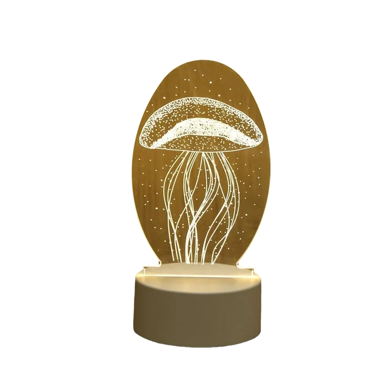 Decorative night light with jellyfish design on a brown background