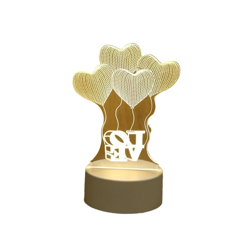 Decorative lamp with heart design and 'LOVE' text on a white background