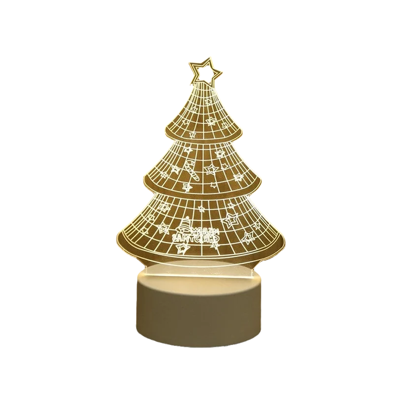 Decorative Christmas tree light with star on top on a white background