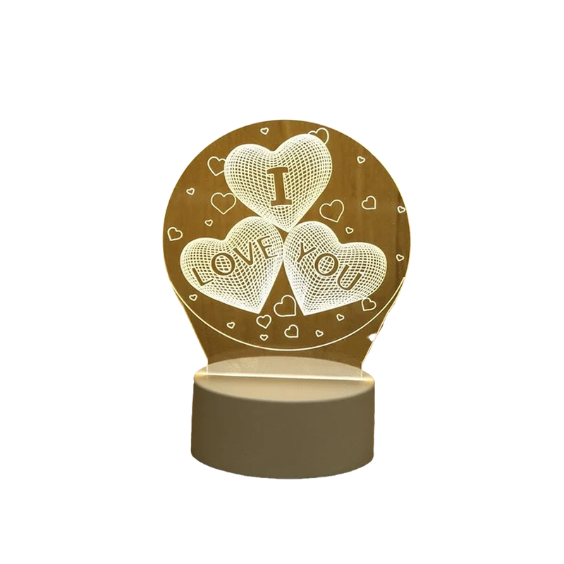 Decorative night light with 'I love you' text on a white background