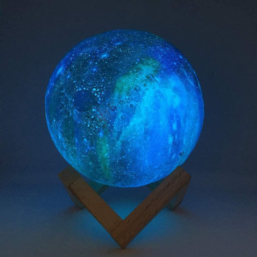 3D Moon Lamp - 16 Colors, Adjustable Brightness, USB Rechargeable Night Light 1