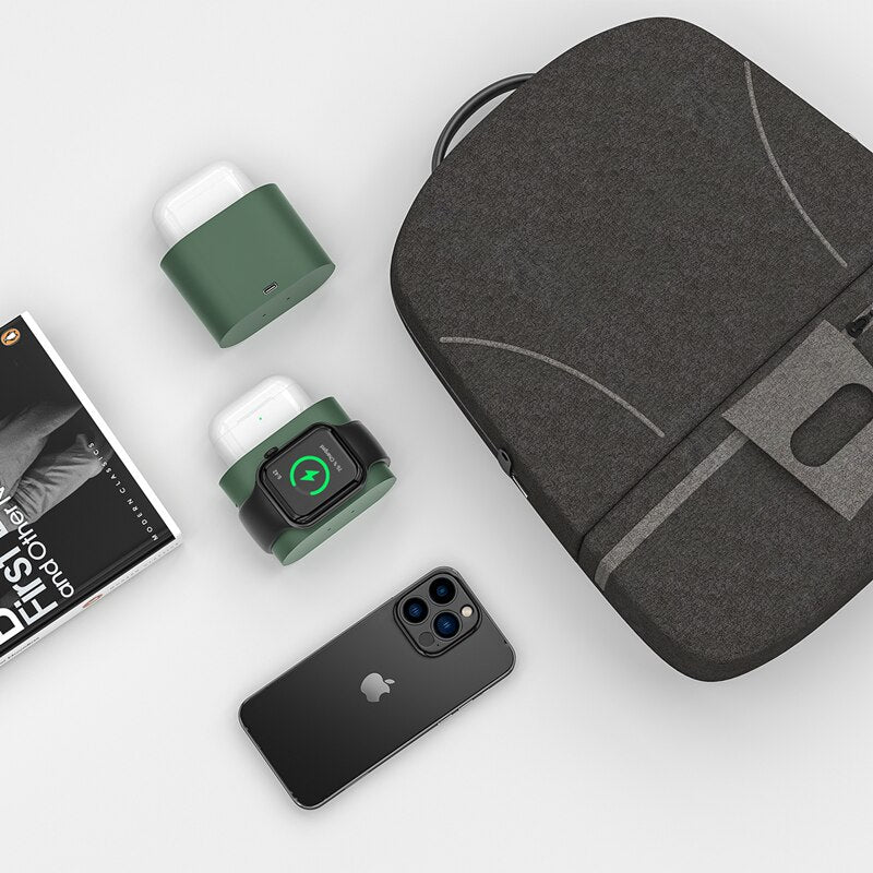 4-in-1 Fast Wireless Charger Station with Alarm Clock and Adjustable Lamp for Multiple Devices 4