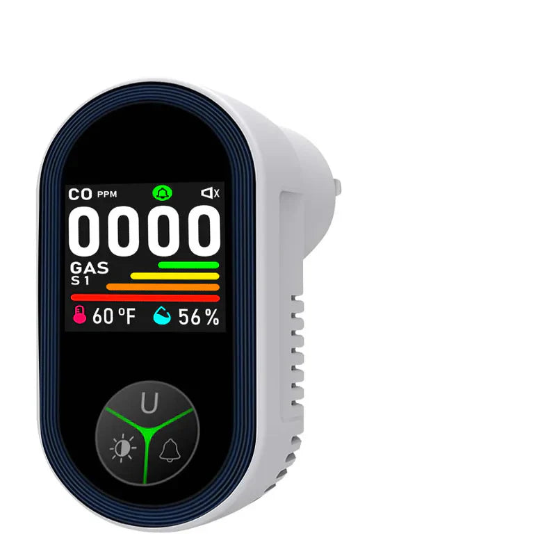 Digital gas detector with a black screen on a white background