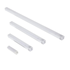 Set of five white LED light strips on a white background