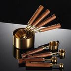 8-Piece Stainless Steel Measuring Cups & Spoons Set with Oak Handles 2