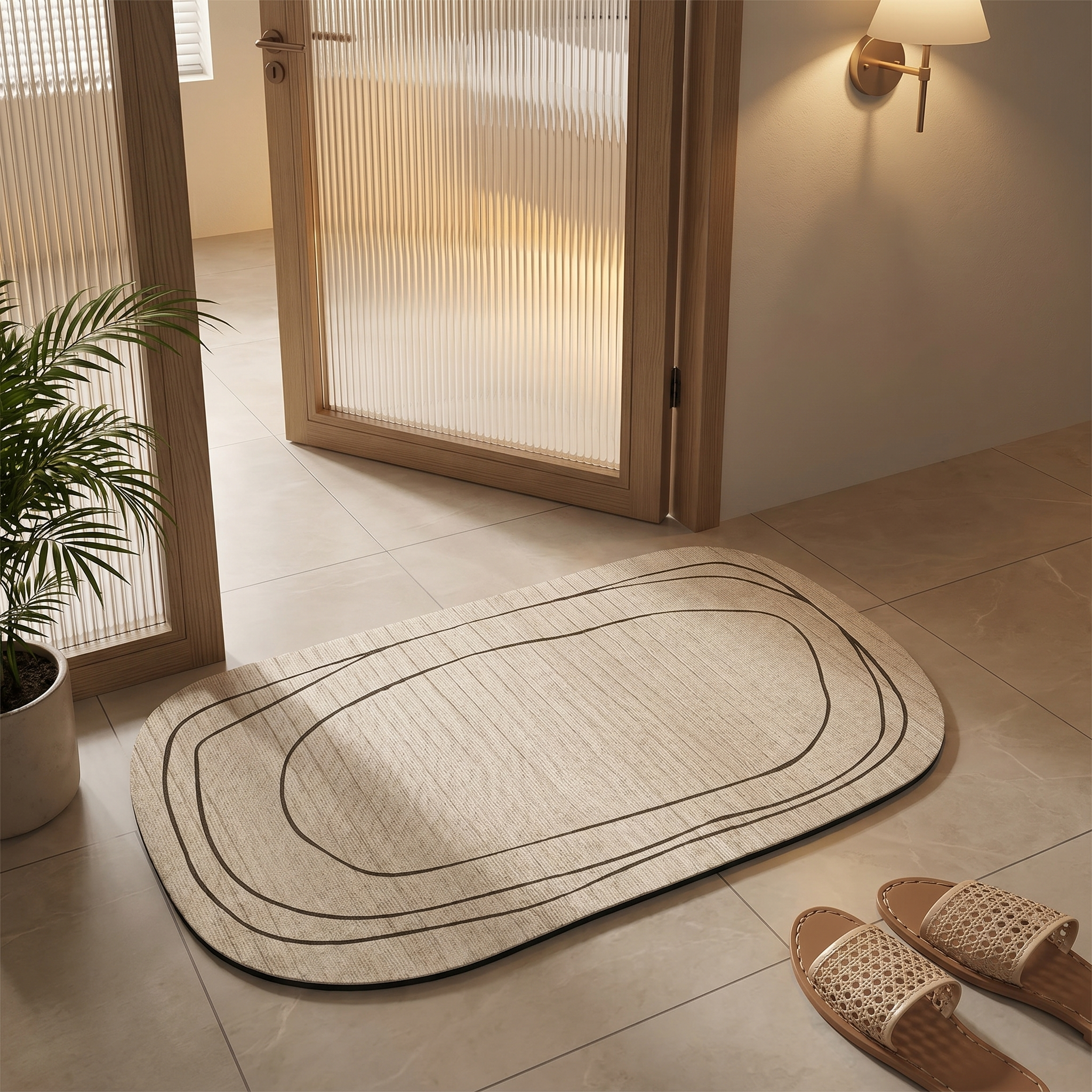 Abstract Pattern Bathroom Mat - Moisture Absorbent & Non-Slip Design 0