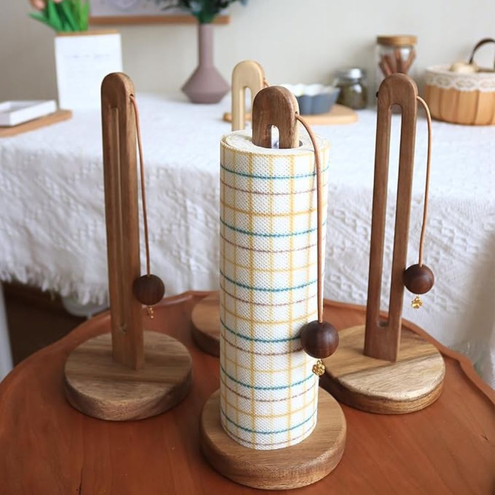Acacia Regal Roll Stand - Stylish Kitchen Organizer with Anti-Slip Pads 0