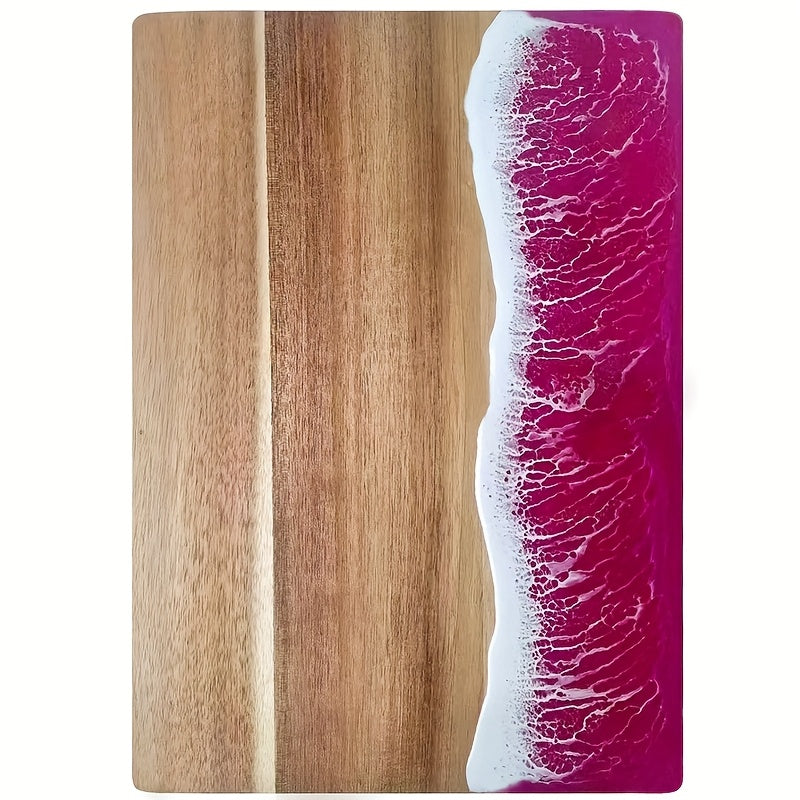 Acacia Wood Cutting Board - Unique Ocean Resin Inlay Design, 36x25 cm 7