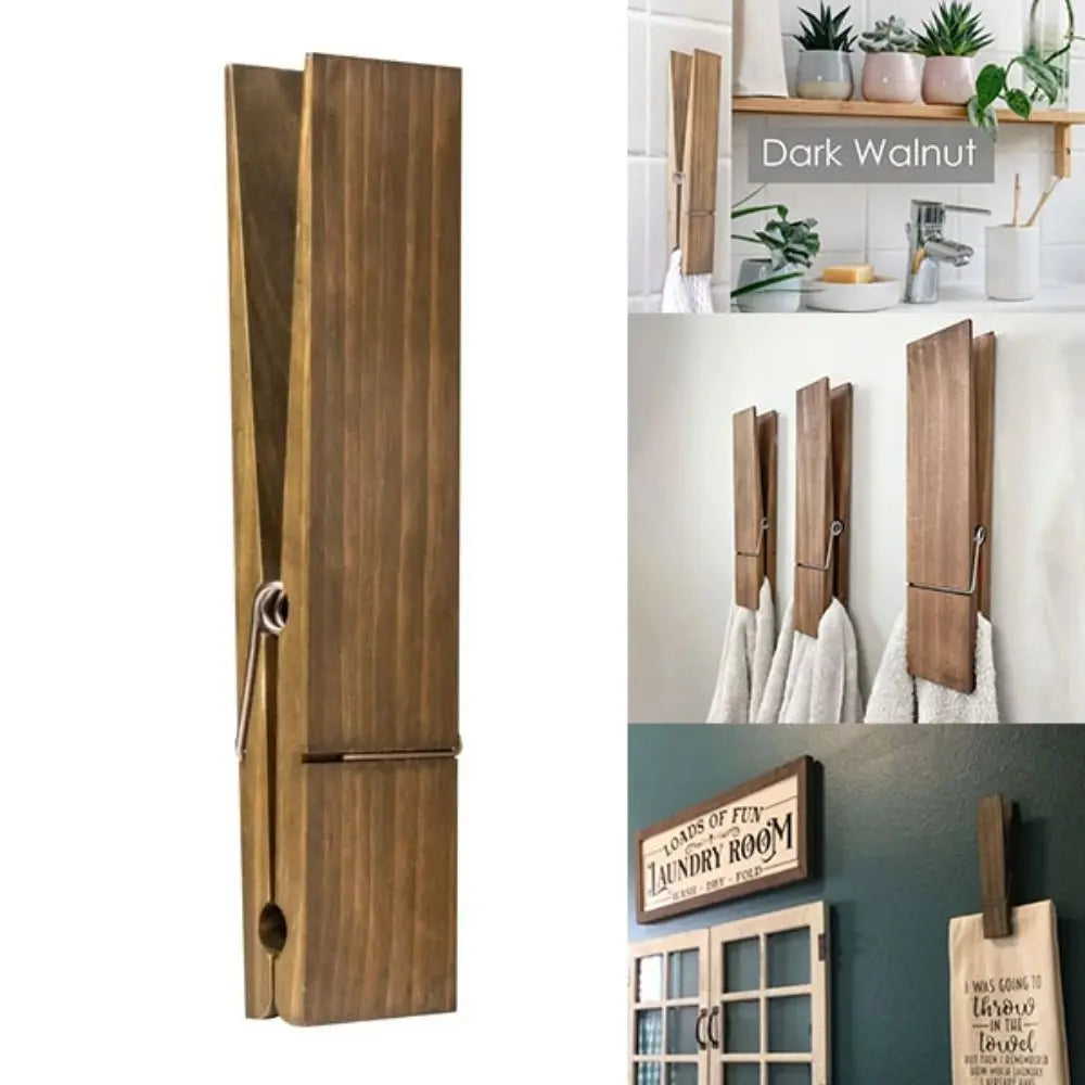 Adhesive Towel Clip - Strong Hold, No Drilling, Elegant Dark Walnut Finish 2