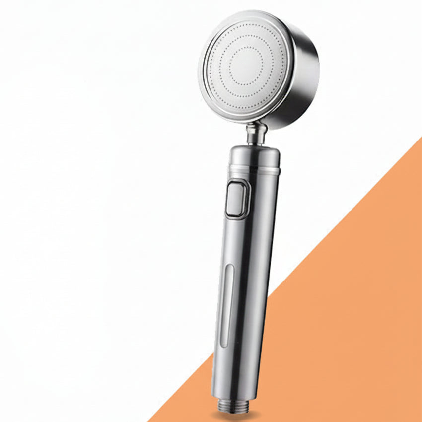 Shower head on a white background with an orange triangle
