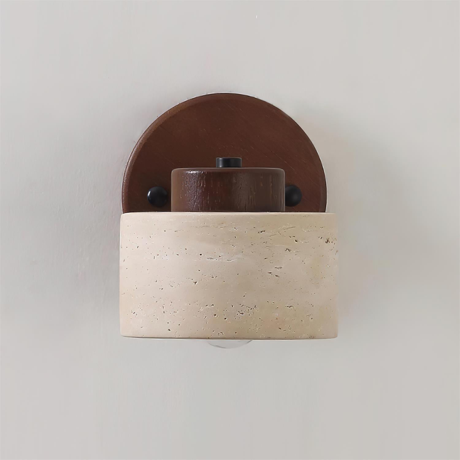 Adjustable Wall Sconce - Natural Travertine & Wood Design 0
