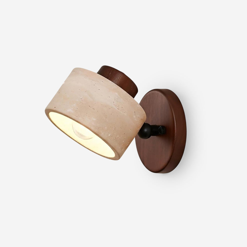 Adjustable Wall Sconce - Natural Travertine & Wood Design 1