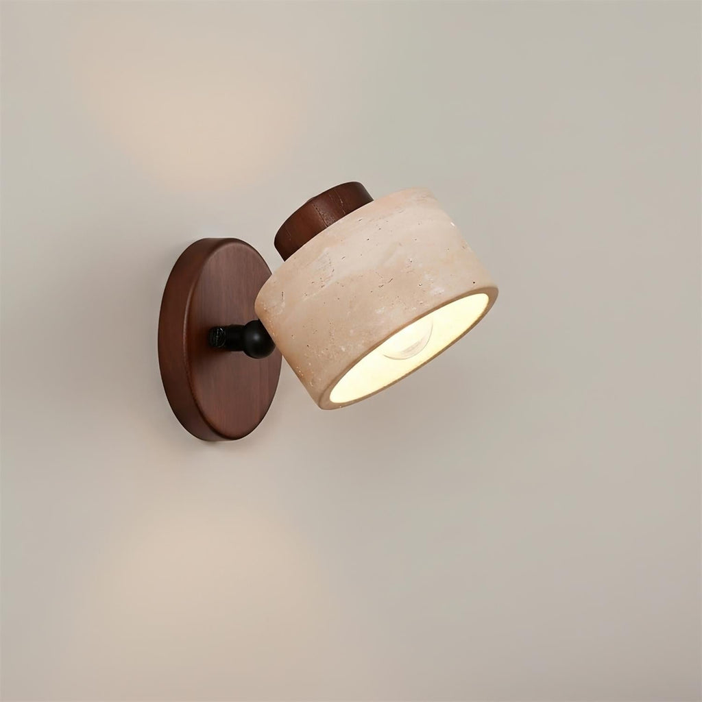 Adjustable Wall Sconce - Natural Travertine & Wood Design 2