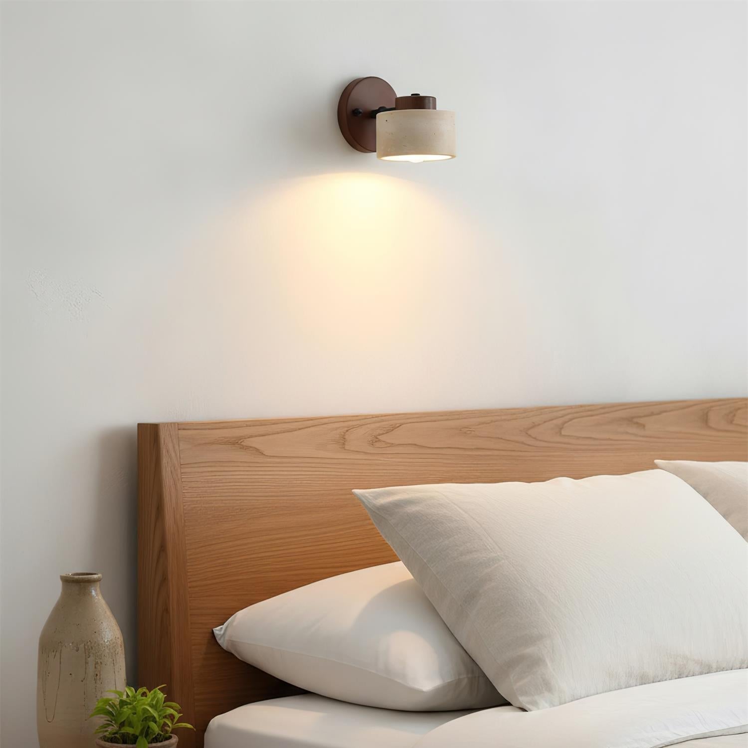 Adjustable Wall Sconce - Natural Travertine & Wood Design 3