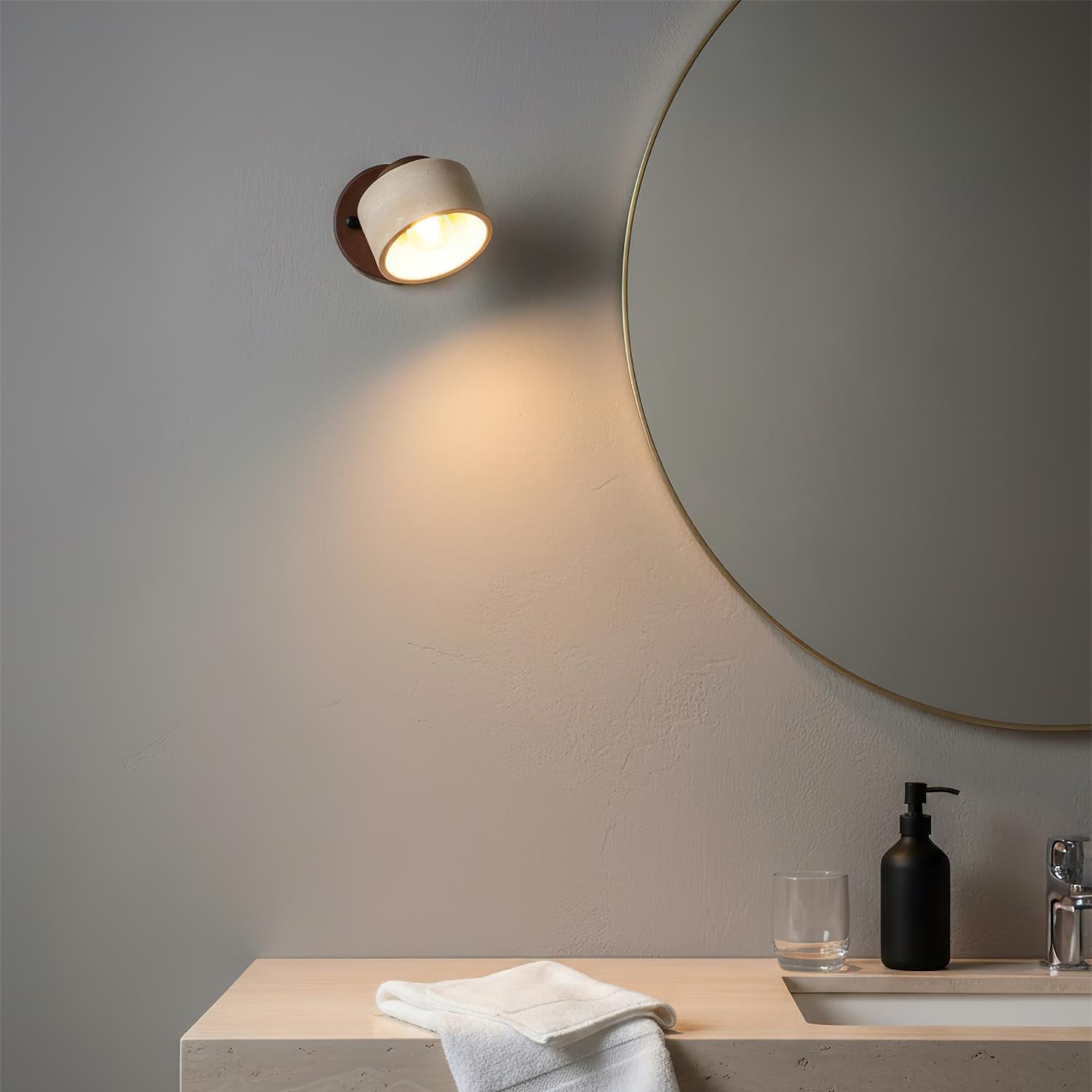 Adjustable Wall Sconce - Natural Travertine & Wood Design 4