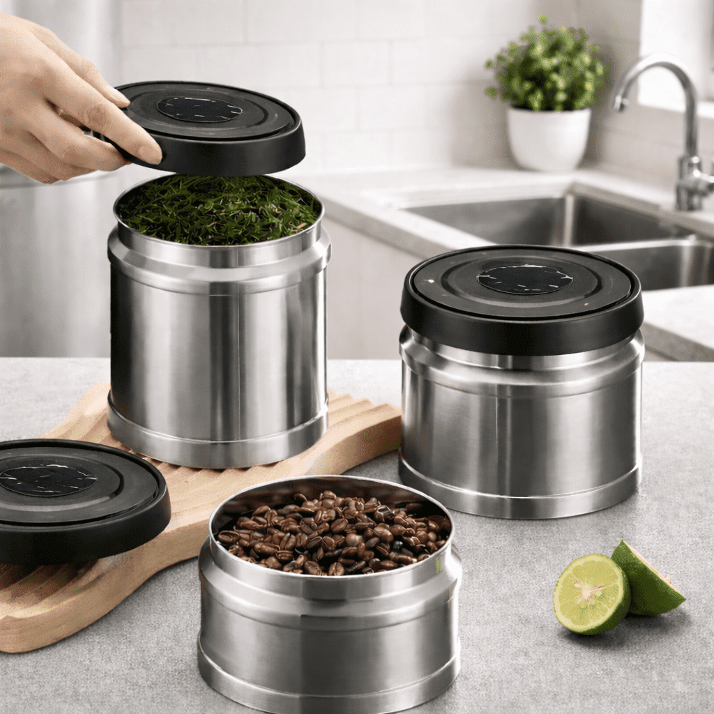 Airtight Coffee Canister - Vacuum-Sealed Storage for Fresh Coffee Beans 0