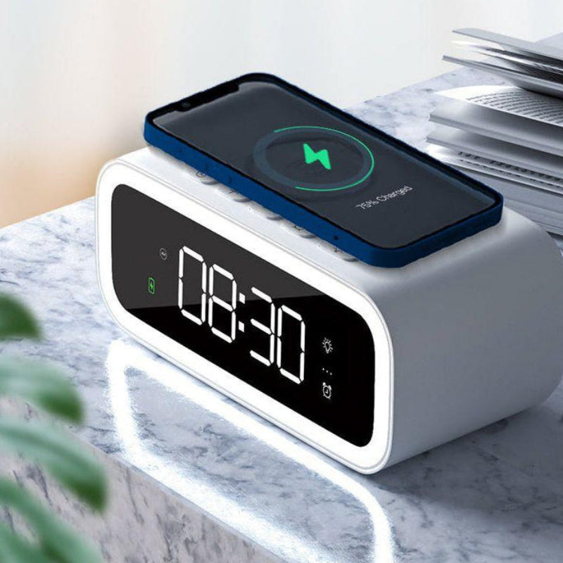 Alarm Clock LED Display Qi Wireless Charging ABS Plastic  3