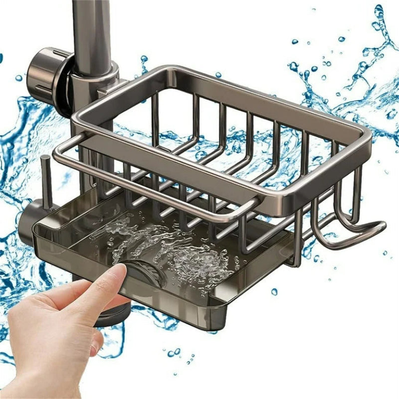 Aluminum Kitchen Sink Caddy - Space-Saving Sponge Holder Organizer 7
