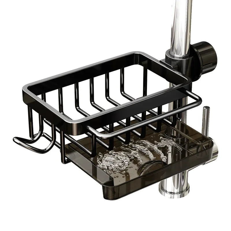 Aluminum Kitchen Sink Caddy - Space-Saving Sponge Holder Organizer 8