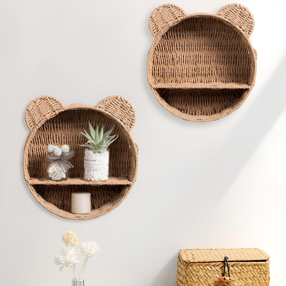 Animal-Shaped Wall Shelf - Lightweight Natural Rattan Decor & Storage 3