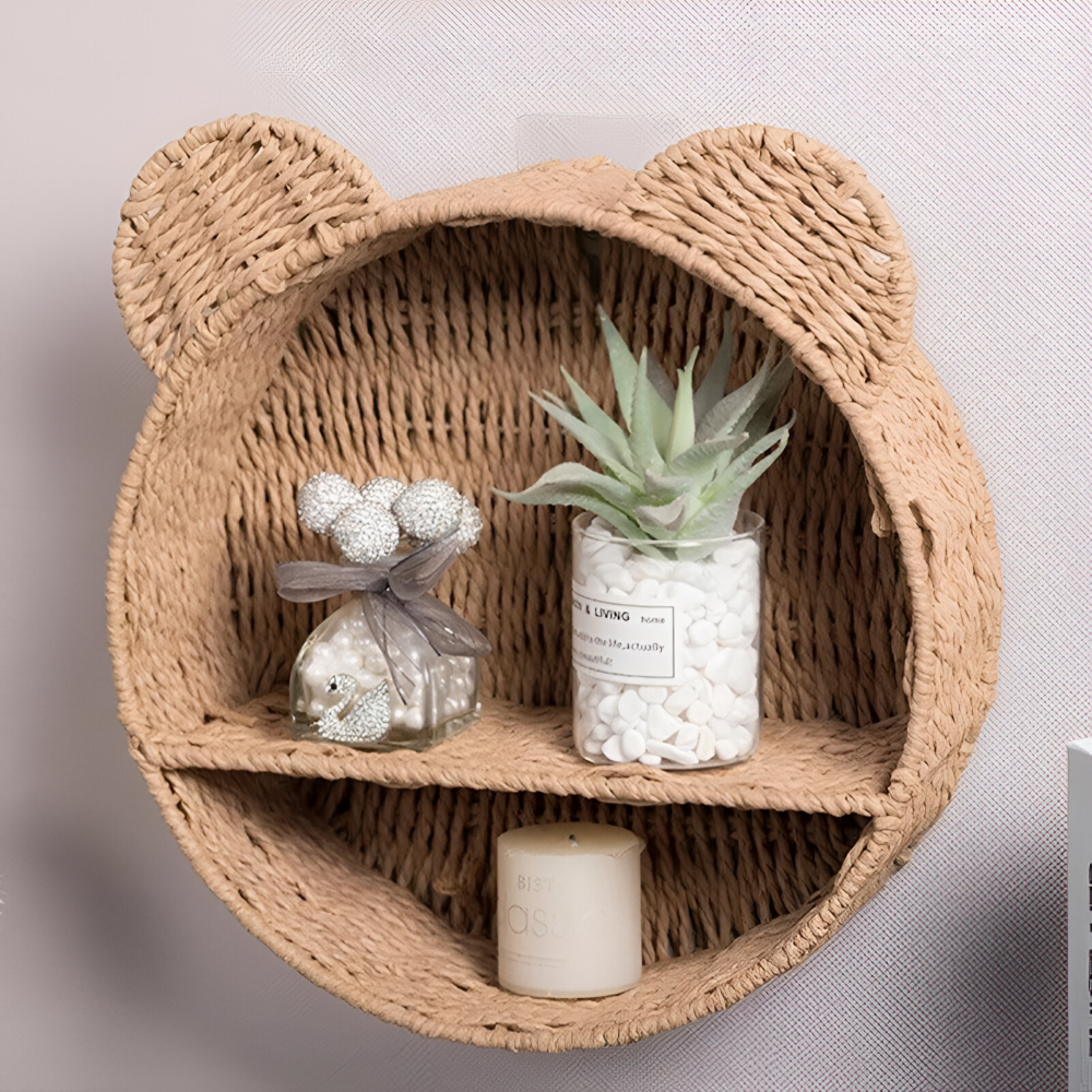 Animal-Shaped Wall Shelf - Lightweight Natural Rattan Decor & Storage 6