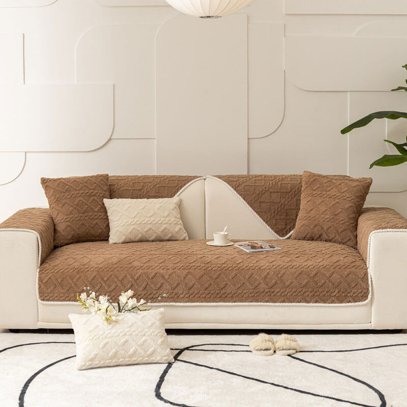Anti-Slip Sectional Couch Cover - Durable Velvet Plush Protection 10