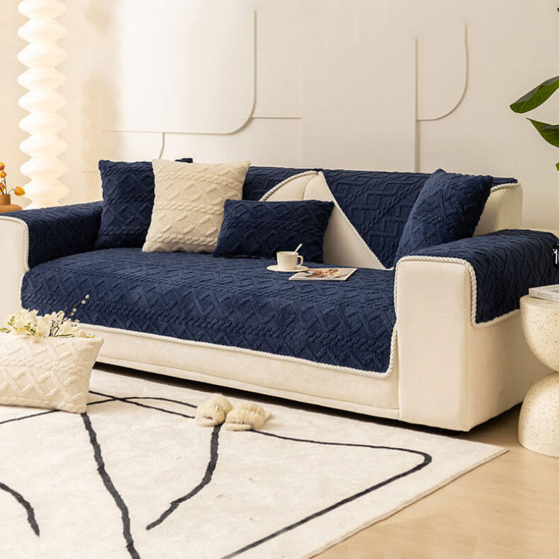 Anti-Slip Sectional Couch Cover - Durable Velvet Plush Protection 14