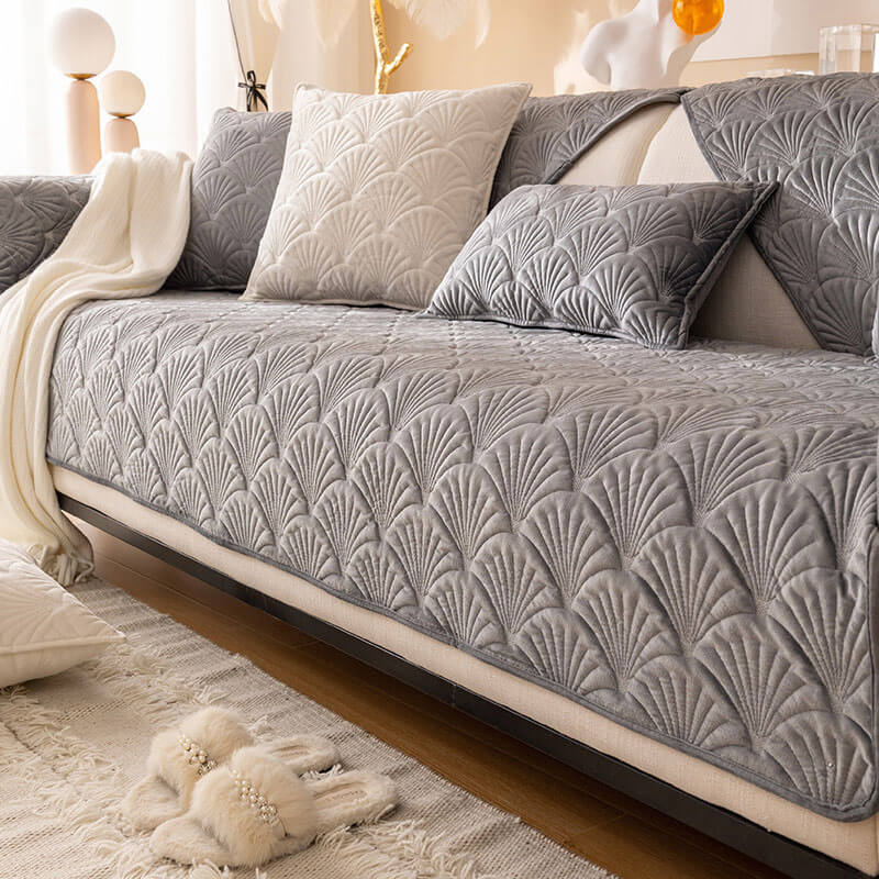 Anti-Slip Sectional Couch Cover - Durable Velvet Plush Protection 15